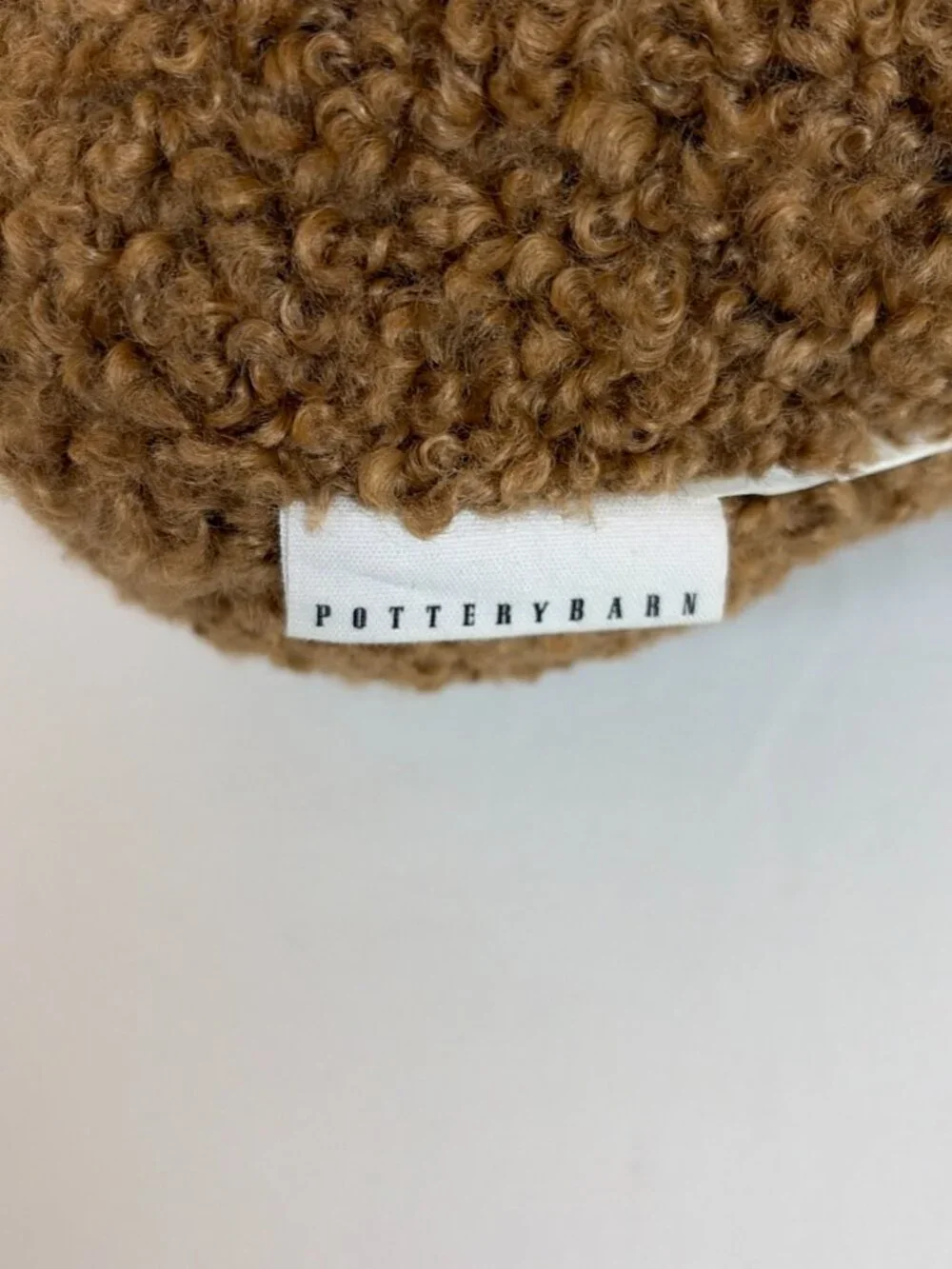 Pottery Barn Cozy Teddy Faux Fur Dog w/ Bell Pillow